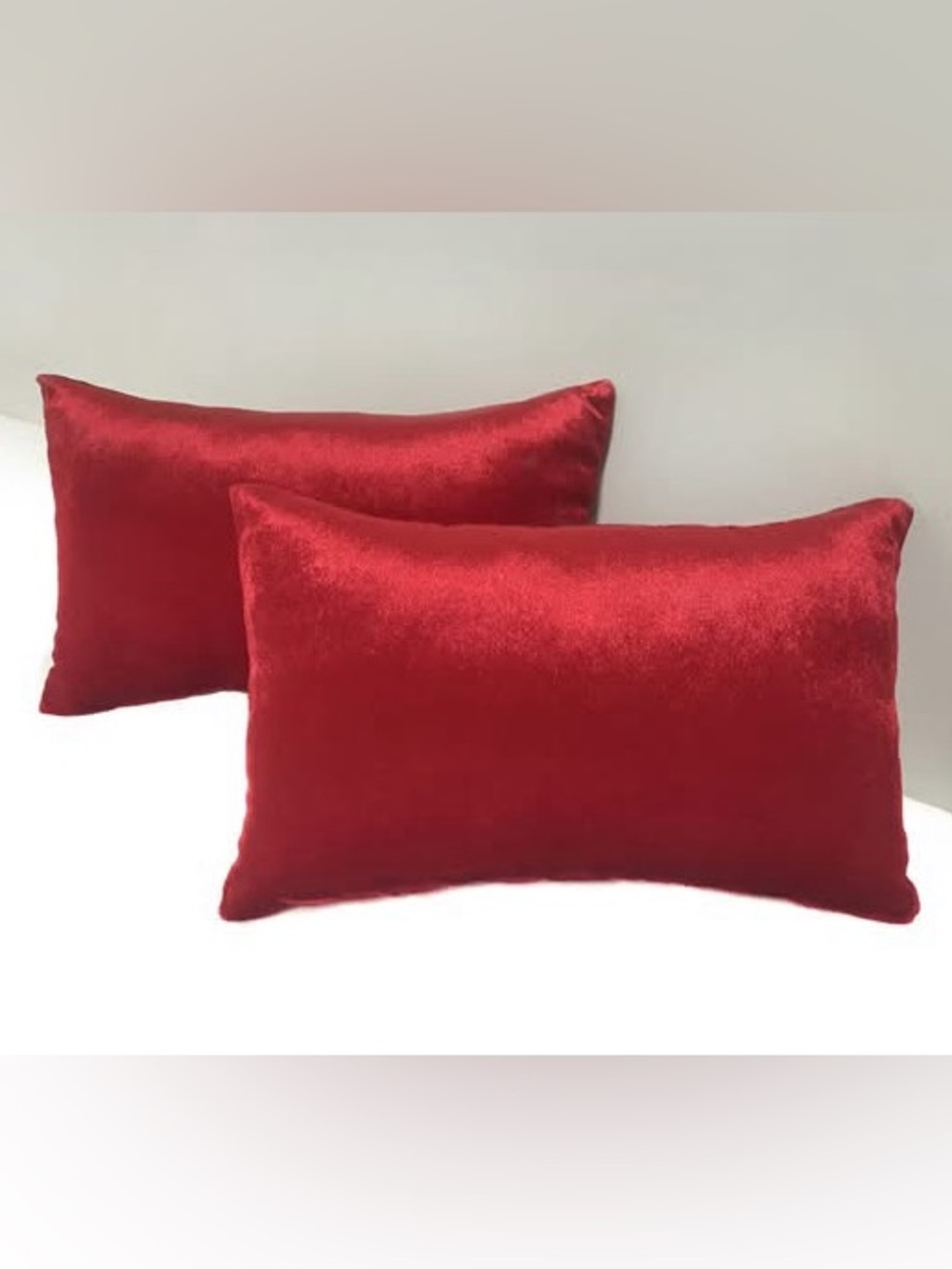 2 Dark Red Velvet Pillows 16x12 inches each. New. Soft